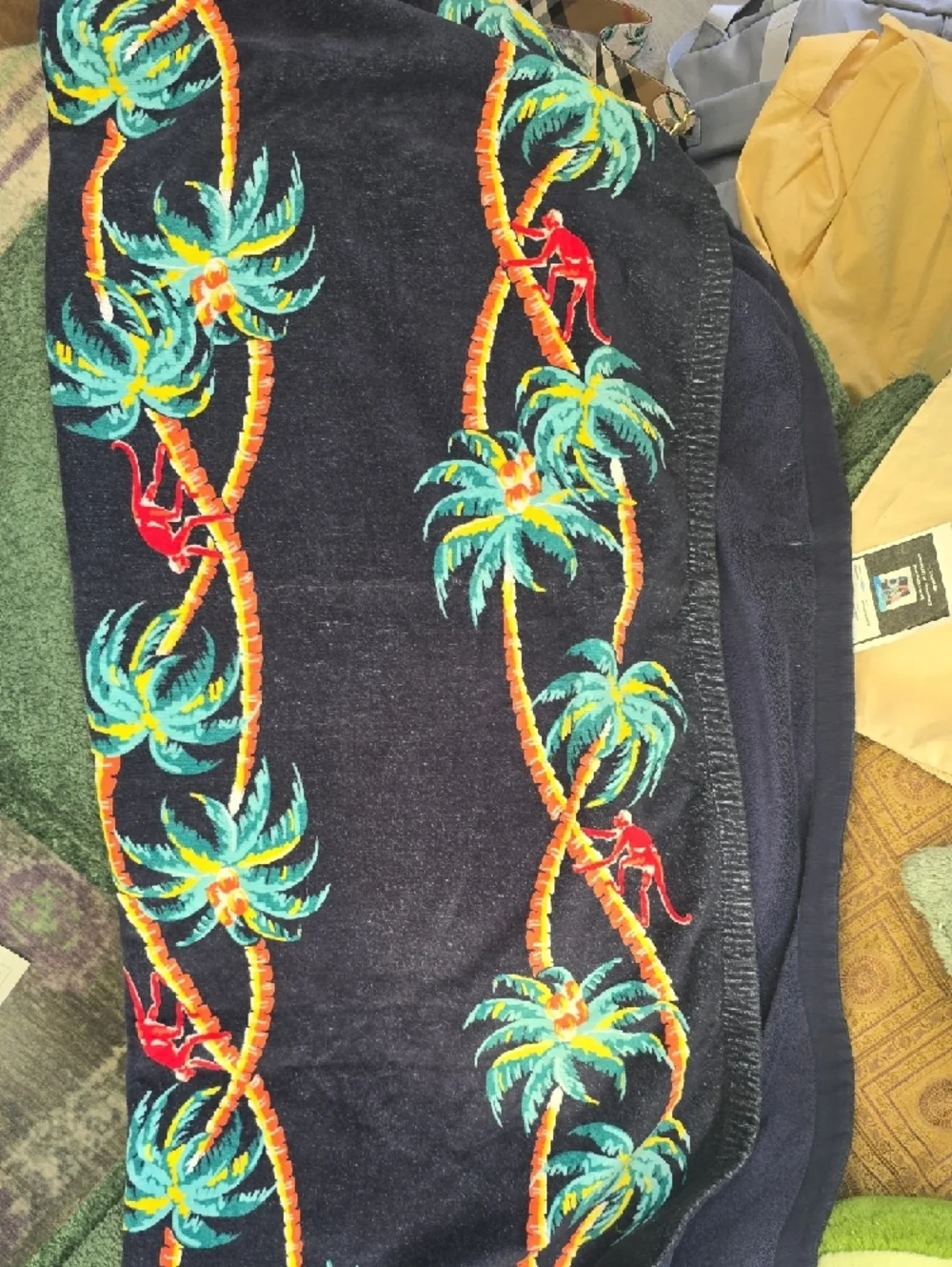 Louis Vuitton Navy Beach Towel with Multicolor Tropical Palm Motif